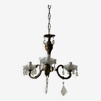 Small gilded bronze chandelier and pendants