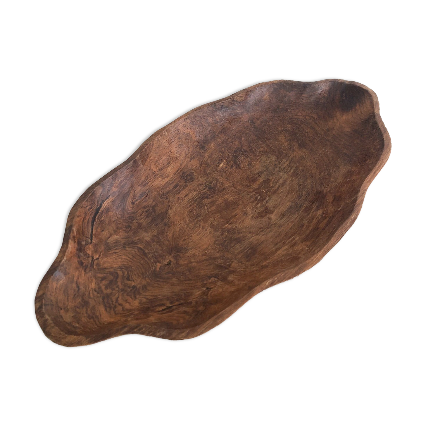 Flat wooden bowl