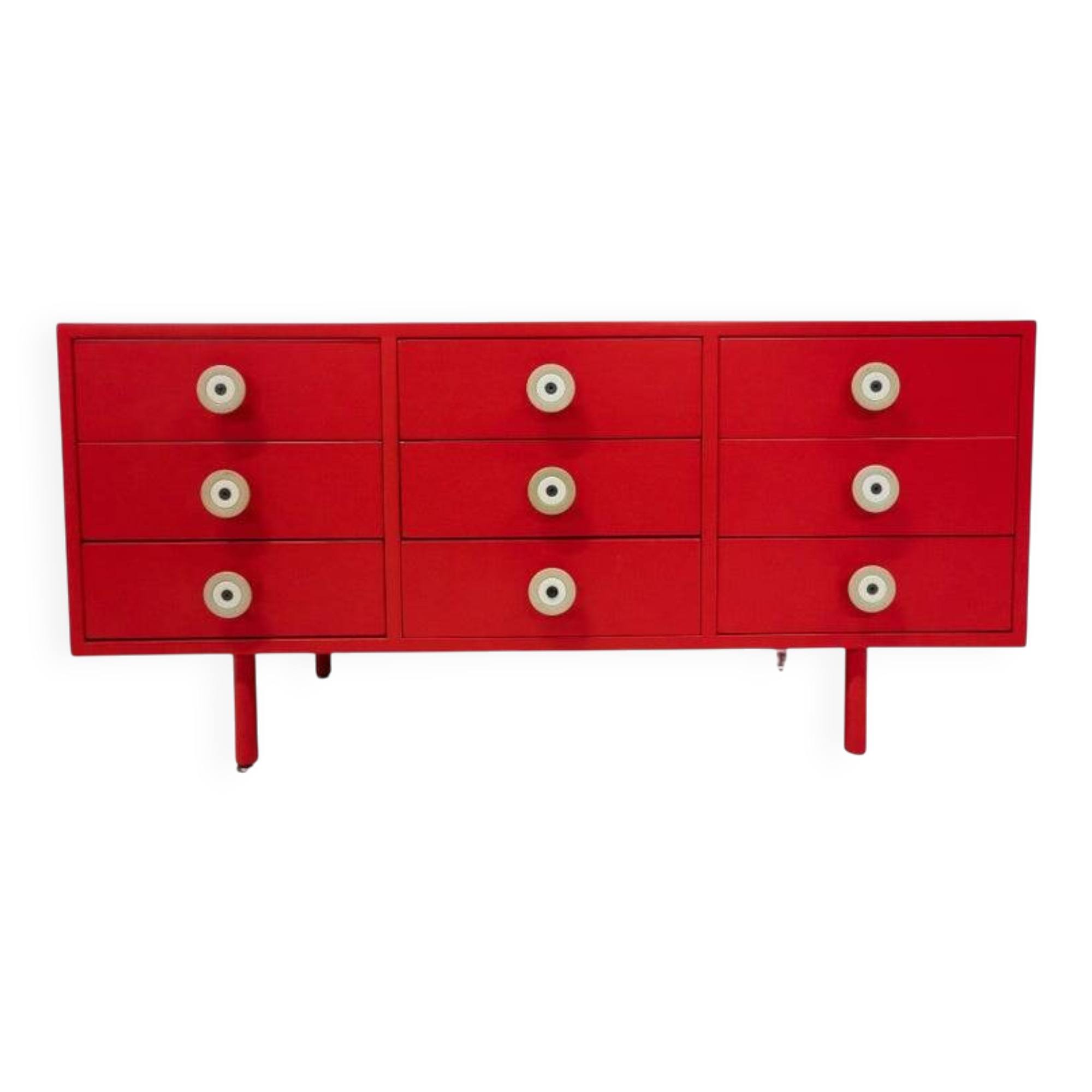 Buffet moderne laqué rouge du milieu du siècle, Italie, années 1970