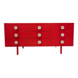Buffet moderne laqué rouge du milieu du siècle, Italie, années 1970