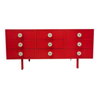 Mid-Century Modern Red Lacquered Sideboard, Italy, 1970s