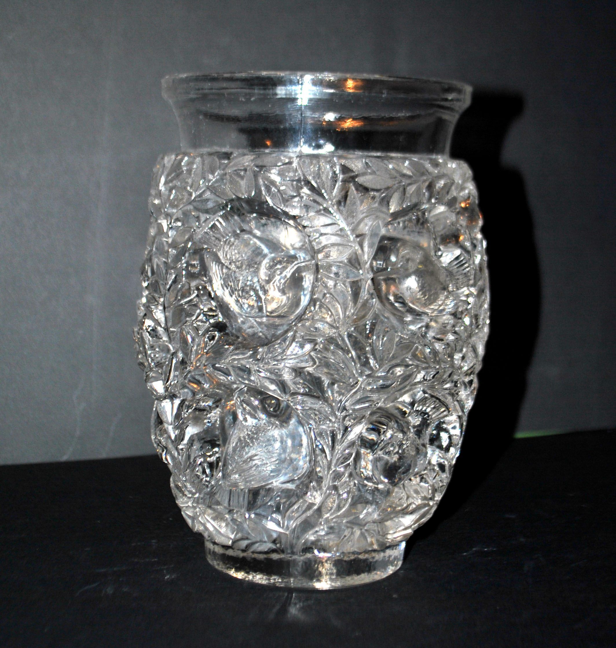 R. Lalique Art Deco vase Bagatelle bird sparrow unsigned 1939