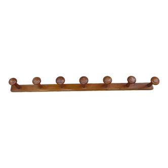 Vintage coat rack 7 wooden hooks turned wall 40/50s