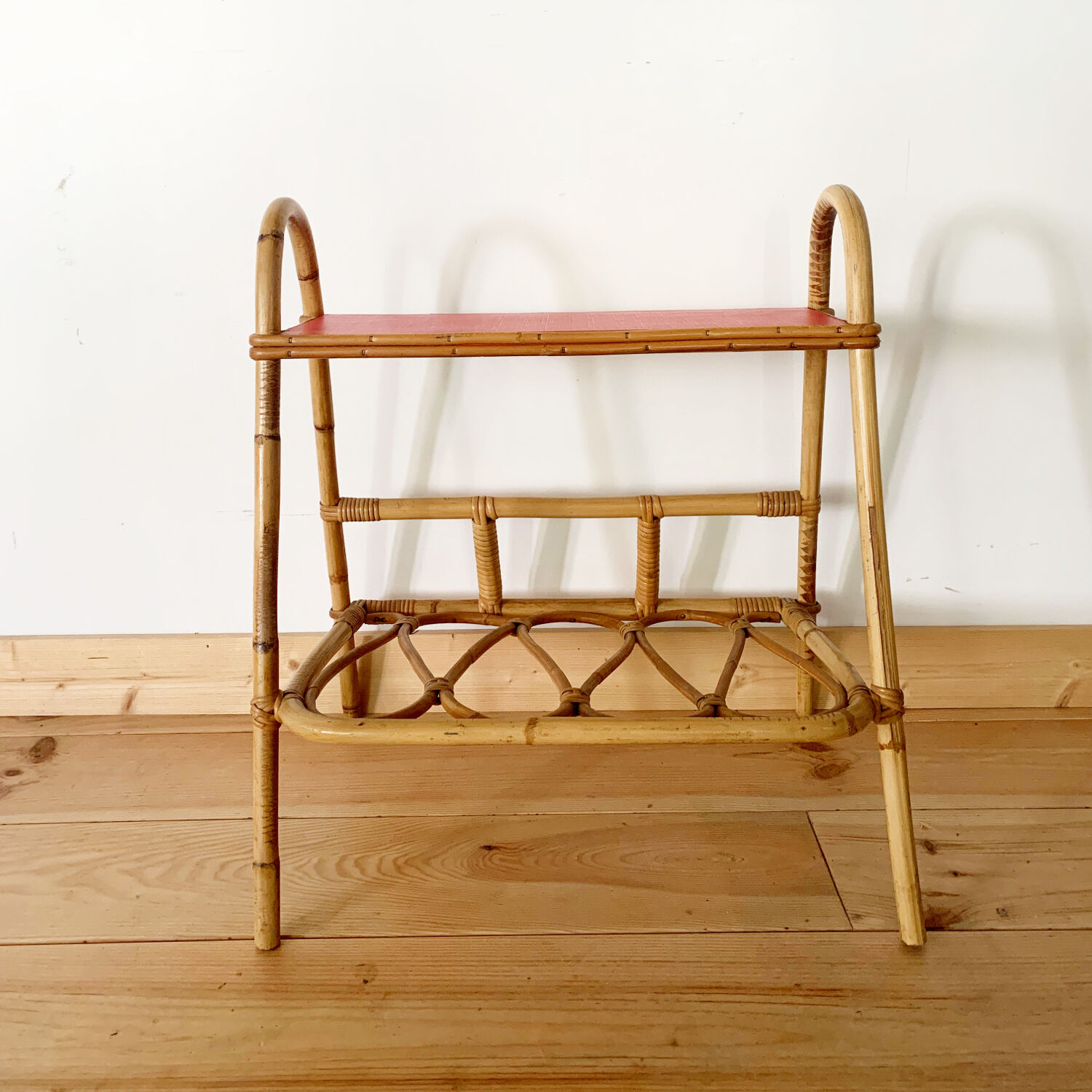 Vintage rattan end table