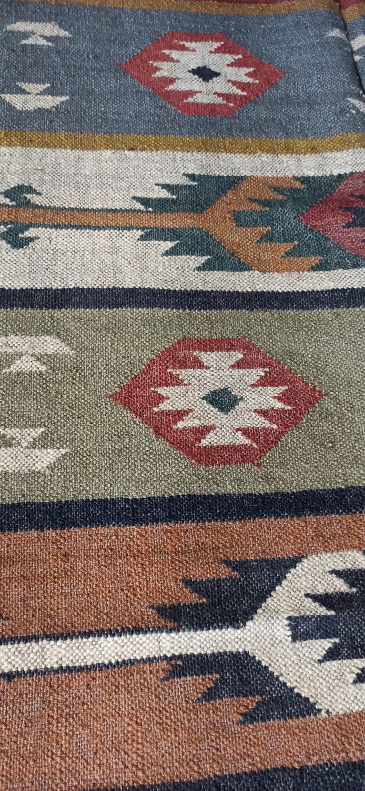Kilim carpet in burlap and cotton - 120cm x 180cm