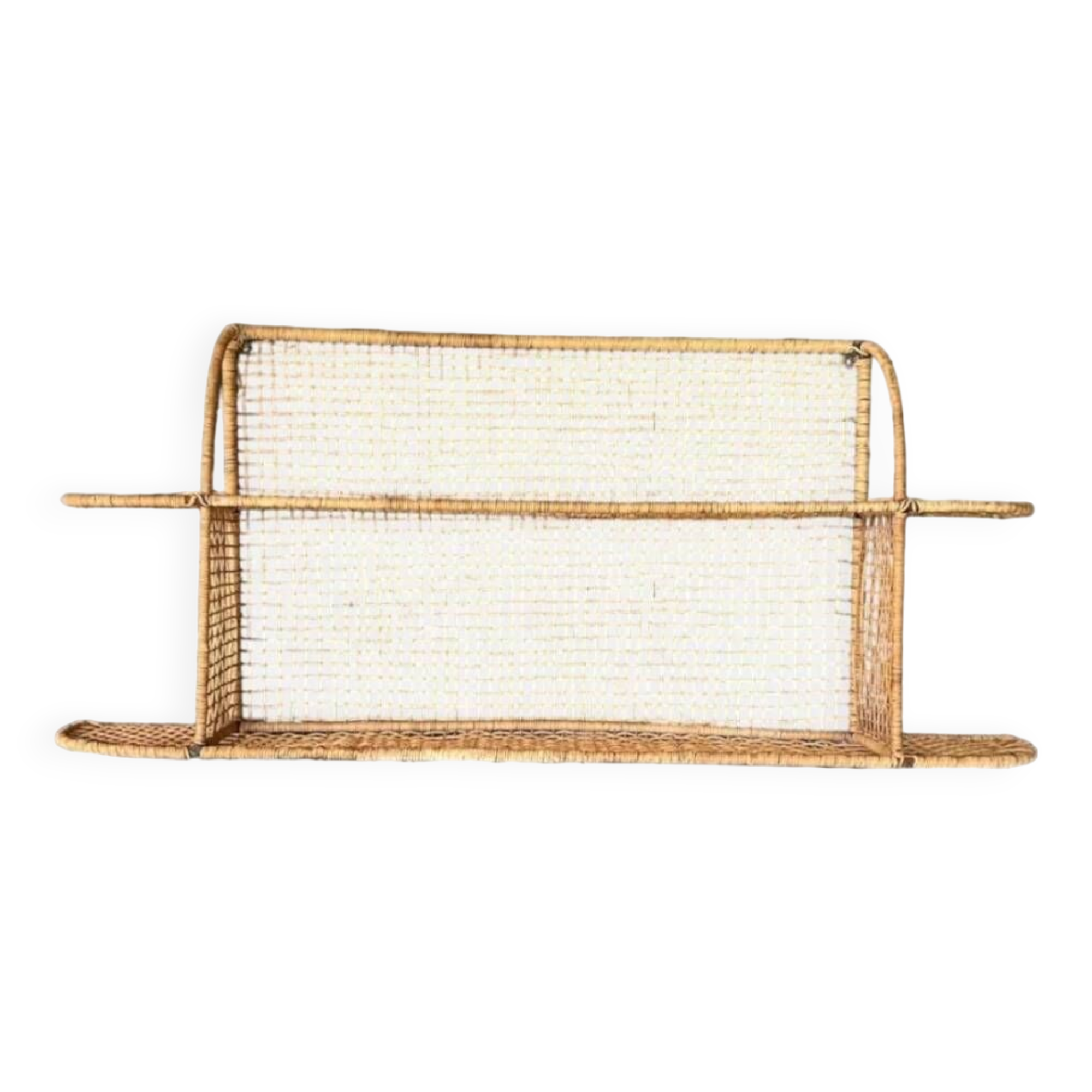 Steel and wicker wall shelf