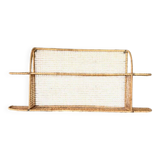 Steel and wicker wall shelf