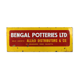 Plaque émaillée publicitaire Bengal Potteries