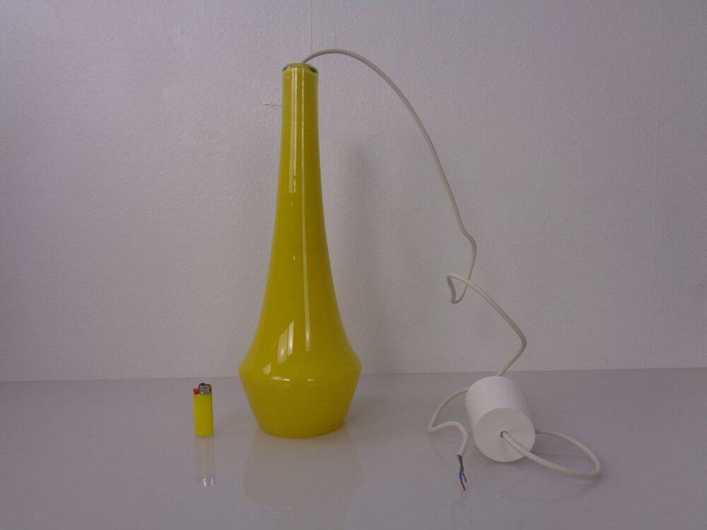 Yellow Teardrop Glass Ceiling Lamp from Holmegaard, Denmark, 1960s