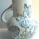 Art Nouveau toilet broc, blue-grey Iris décor, signed Longchamp