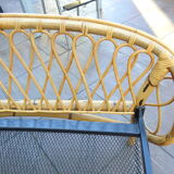 Vintage single bed in rattan