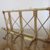 Bamboo rattan coat rack, 3 hooks 70s