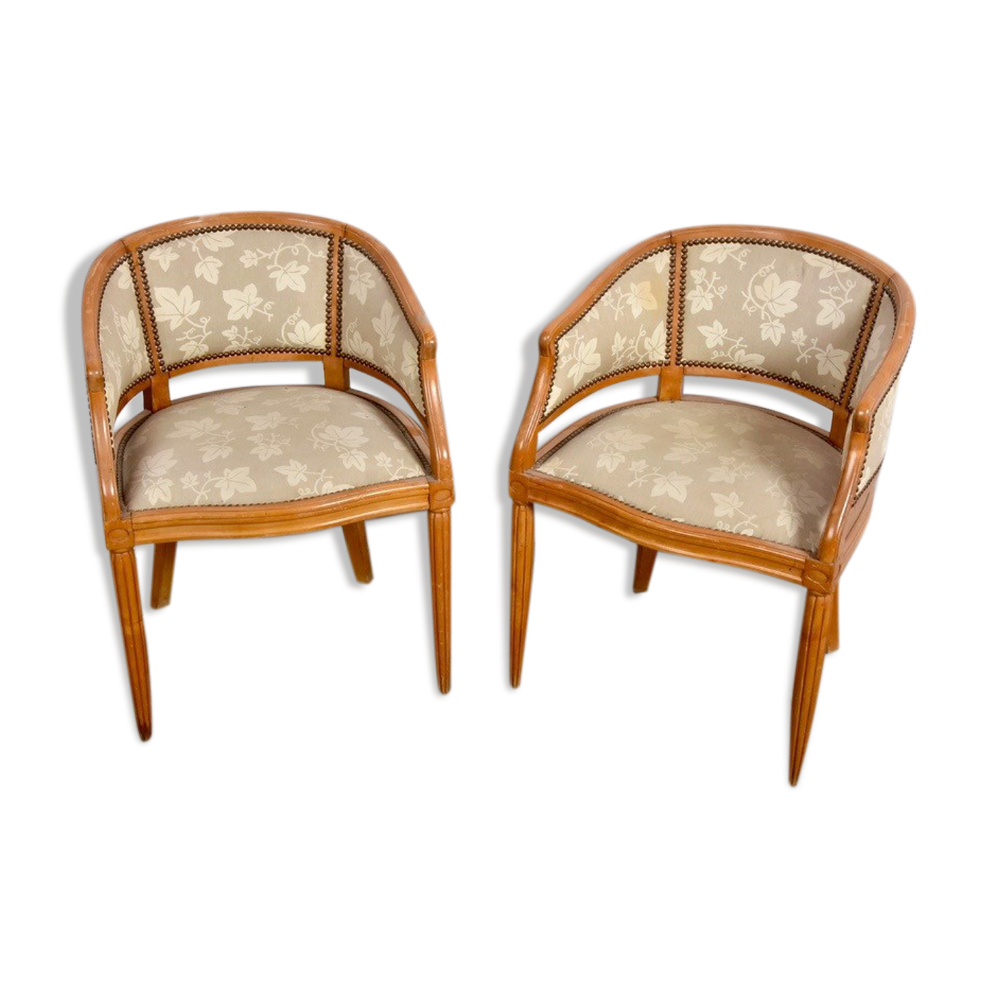 Pair of Art Deco "gondola" armchairs made of natural wood