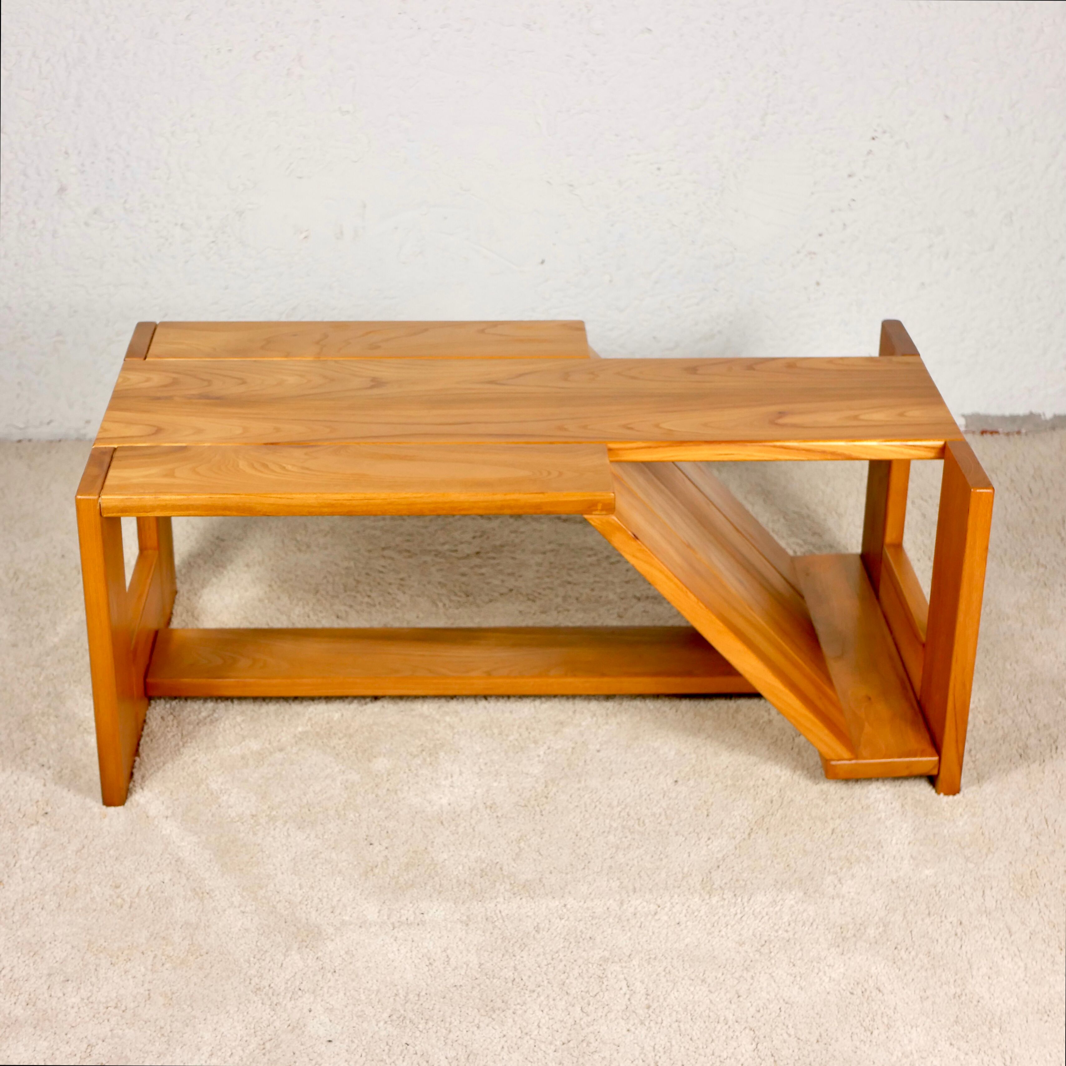 Asymmetrical solid elm coffee table Maison Regain