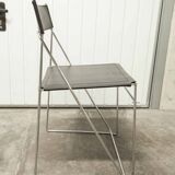 Set of 3 minimalist X line chairs by Niels Jorgen Haugesen.