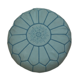 Moroccan pouf in sky blue leather