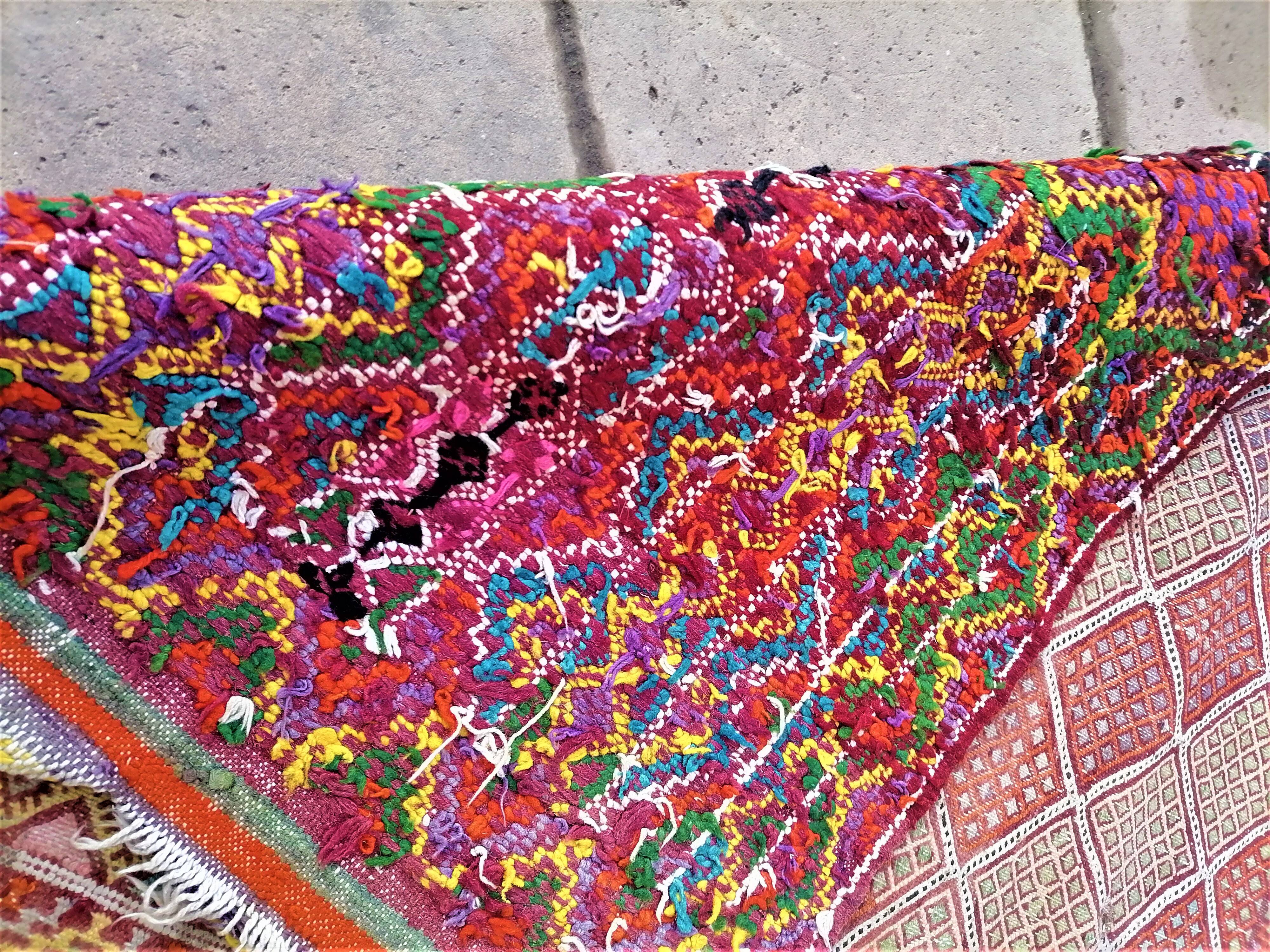 Old kilim handmade wool oriental rug - 150 x 81cm