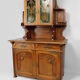 Buffet Art Nouveau en acajou sculpté et vitraux, vers 1900