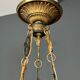 Lustre de style Empire en bronze, tôle verte et flamme en verre moulé