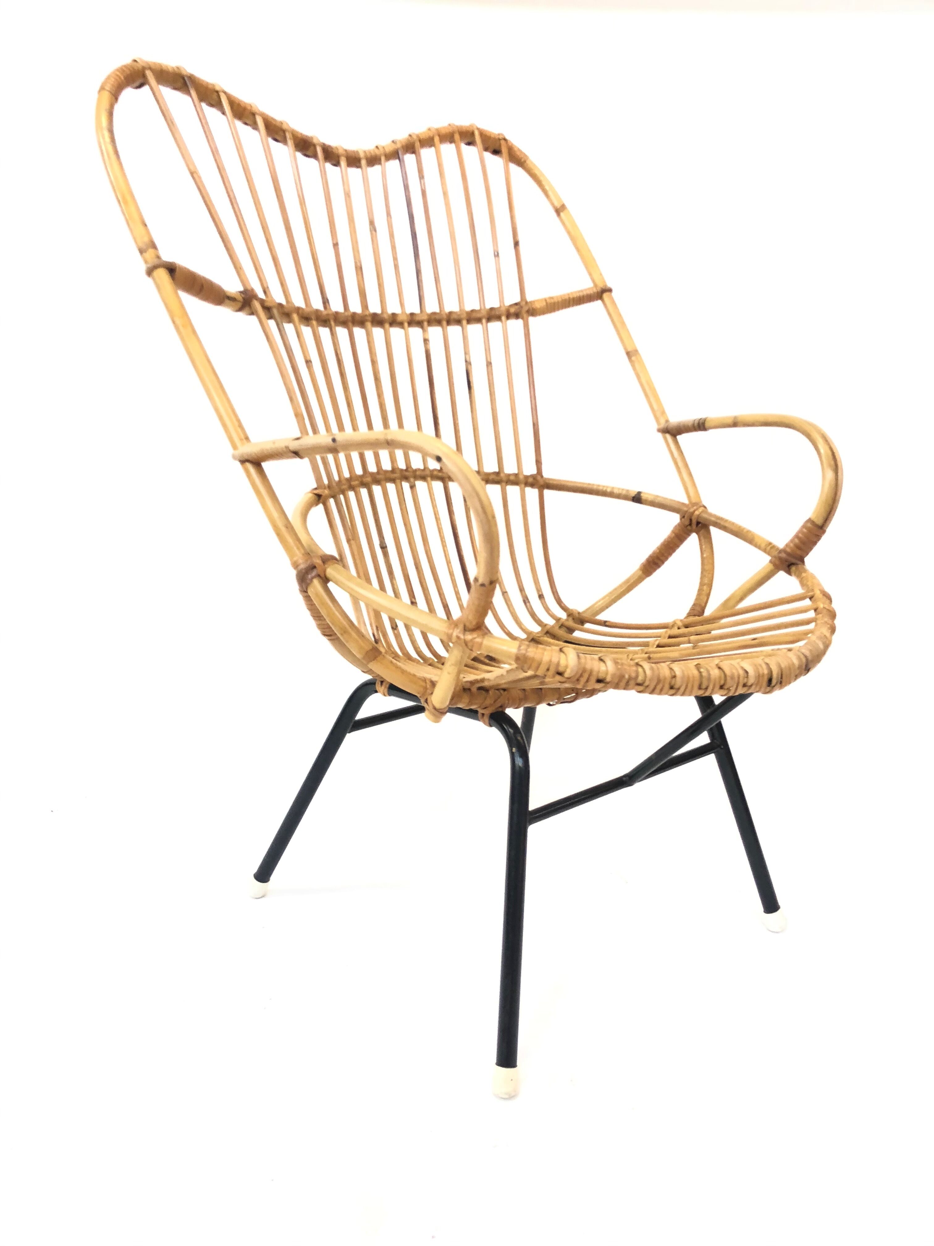 Rohe Noordwolde rattan chair, 1960, Netherlands XL siz