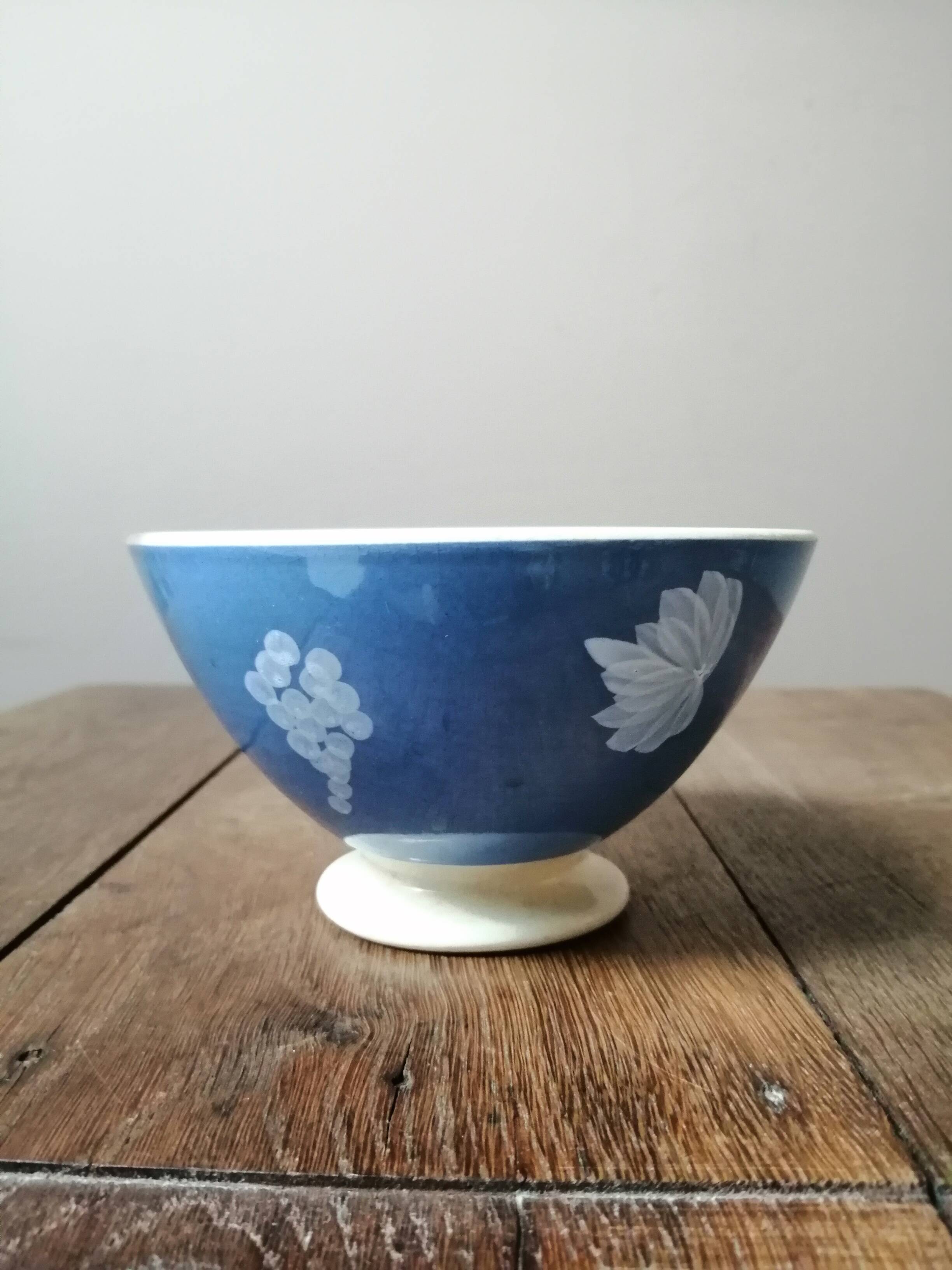 Old opaque blue sarreguemines bowl