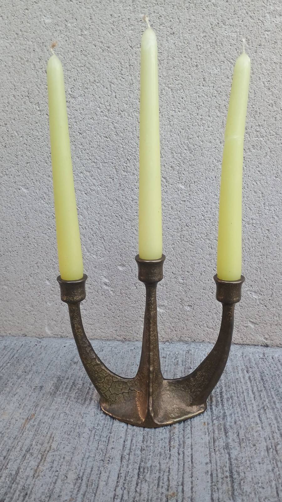 Brutalist bronze chandelier by Horst Dalbeck, Germany, Gilde Handwerk, 1970.