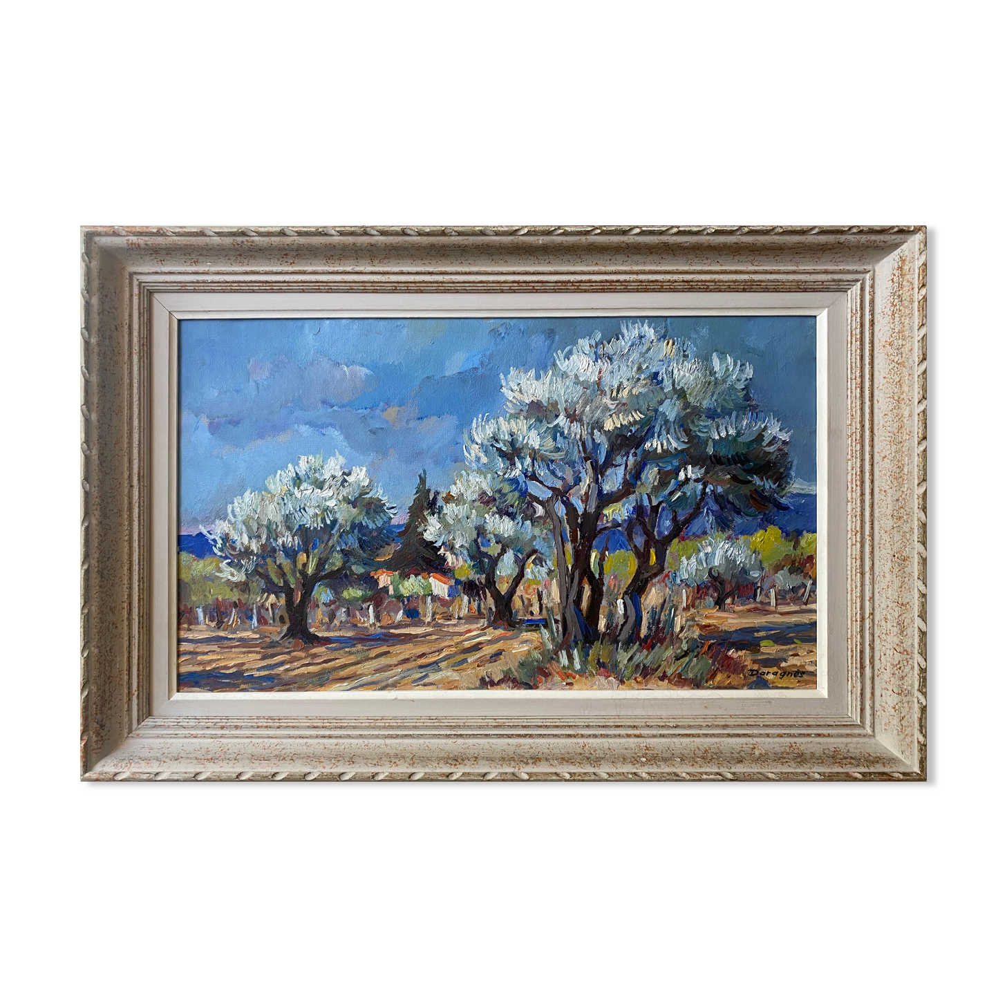 Painting signed P. Daragnès "Landscape of the Guy" + frame