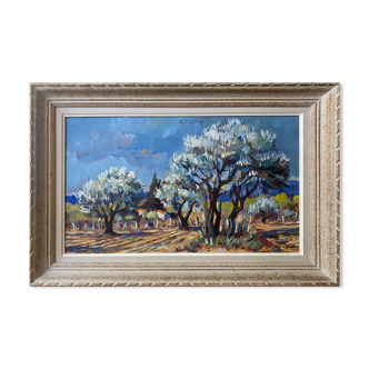 Painting signed P. Daragnès "Landscape of the Guy" + frame