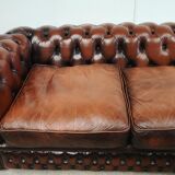 Brown leather chesterfield sofa 3 places