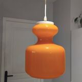 Vintage 1970s orange opaline glass pendant light