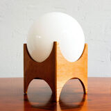 Small glass & wood table lamp, Czechoslovakia, 1960s