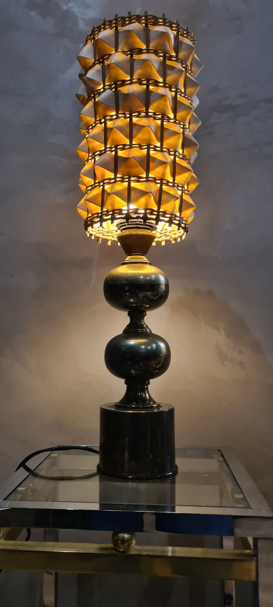 Lampe de style barbier, laiton et bronze  1960/75