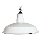 Industrial White Enamel Factory Pendant Lamp, 1960s