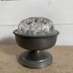 Old glass flower stick on pewter foot