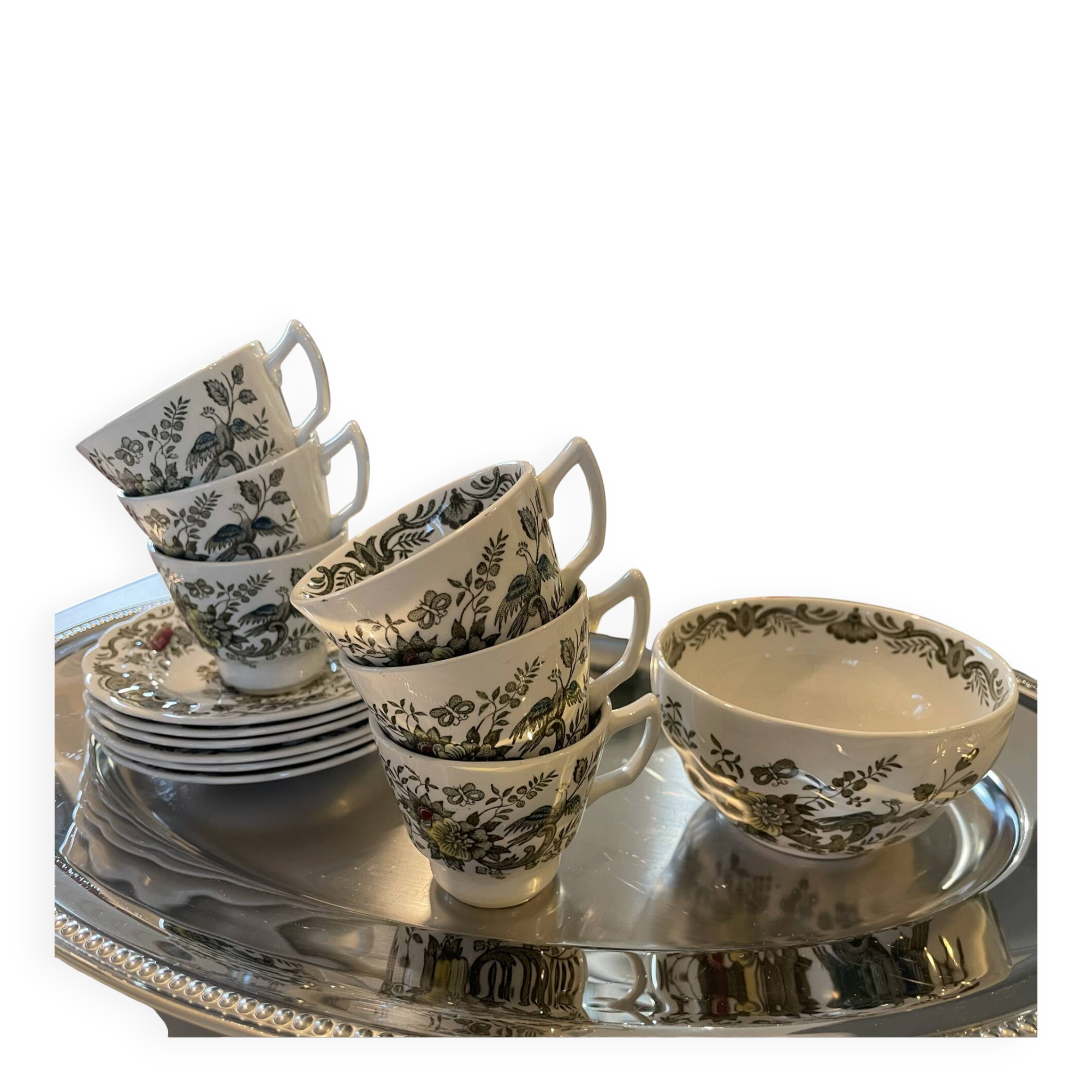 Windsor tea service Ridgway Staffordshire English earthenware, 6 cups