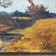 Vintage autumn landscape signed – River and trees – Oil on canvas