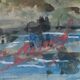 Magnificent 19th century Gouache painting "Roman house by the water" Italy? sign