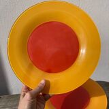 10 yellow and orange glass dinner plates