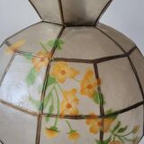 Set of 3 chandeliers in mother-of-pearl and brass