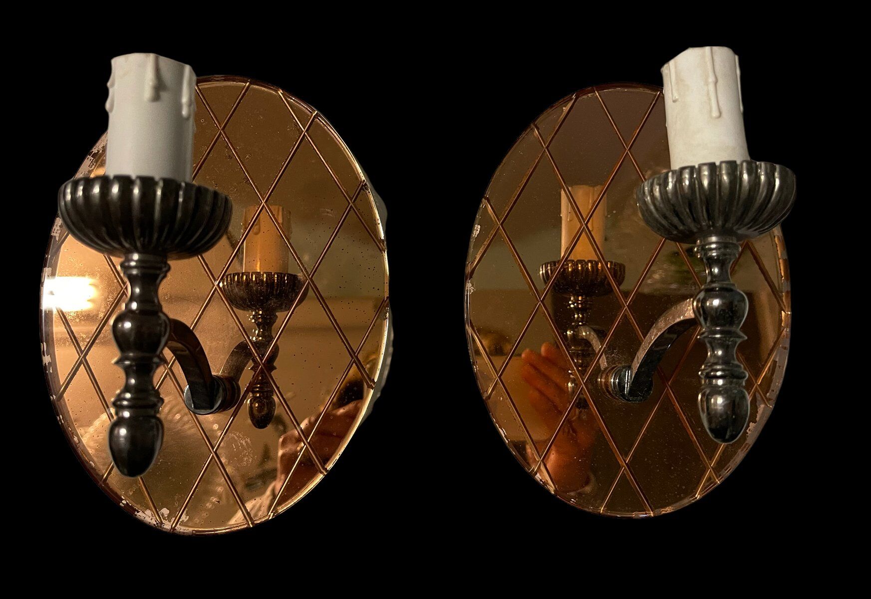 Vintage italian mirrored glass sconces