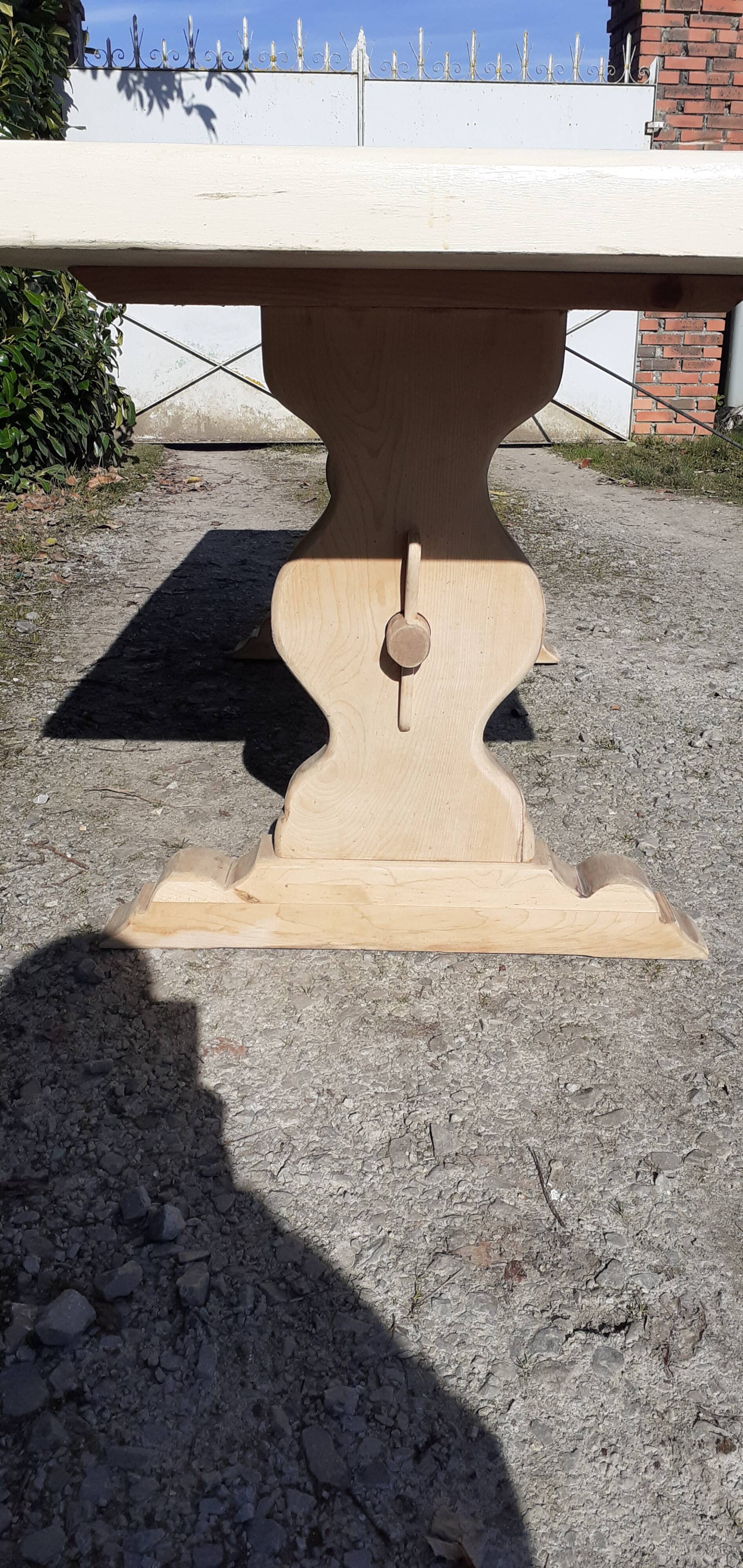 Table monastère chêne bois brut blanc