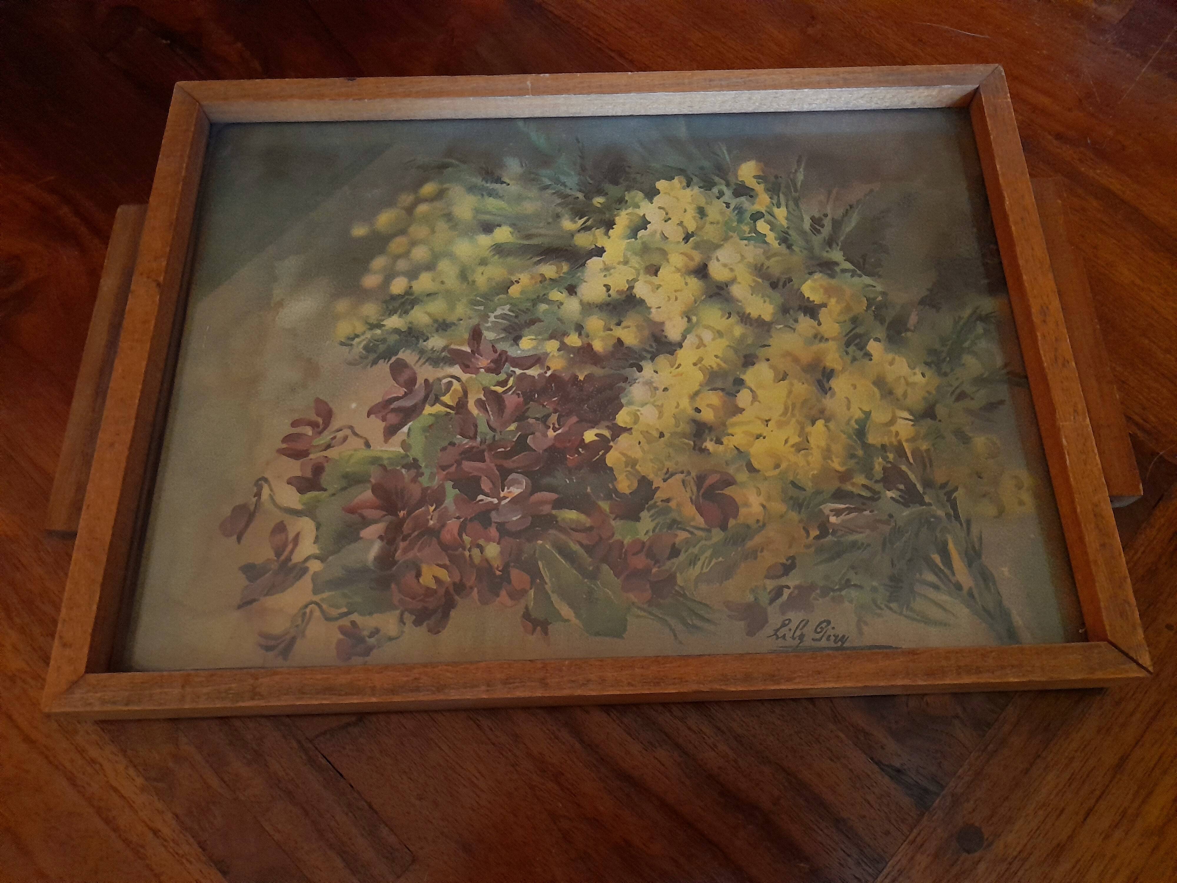 Rectangular serving tray from the 1930s Lily Piry engraving