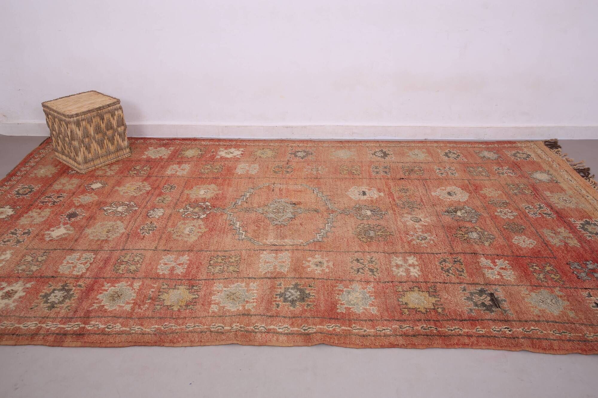 Terracotta Vintage Moroccan Rug 206 x 370 cm - Berber Wool Rug Handmade