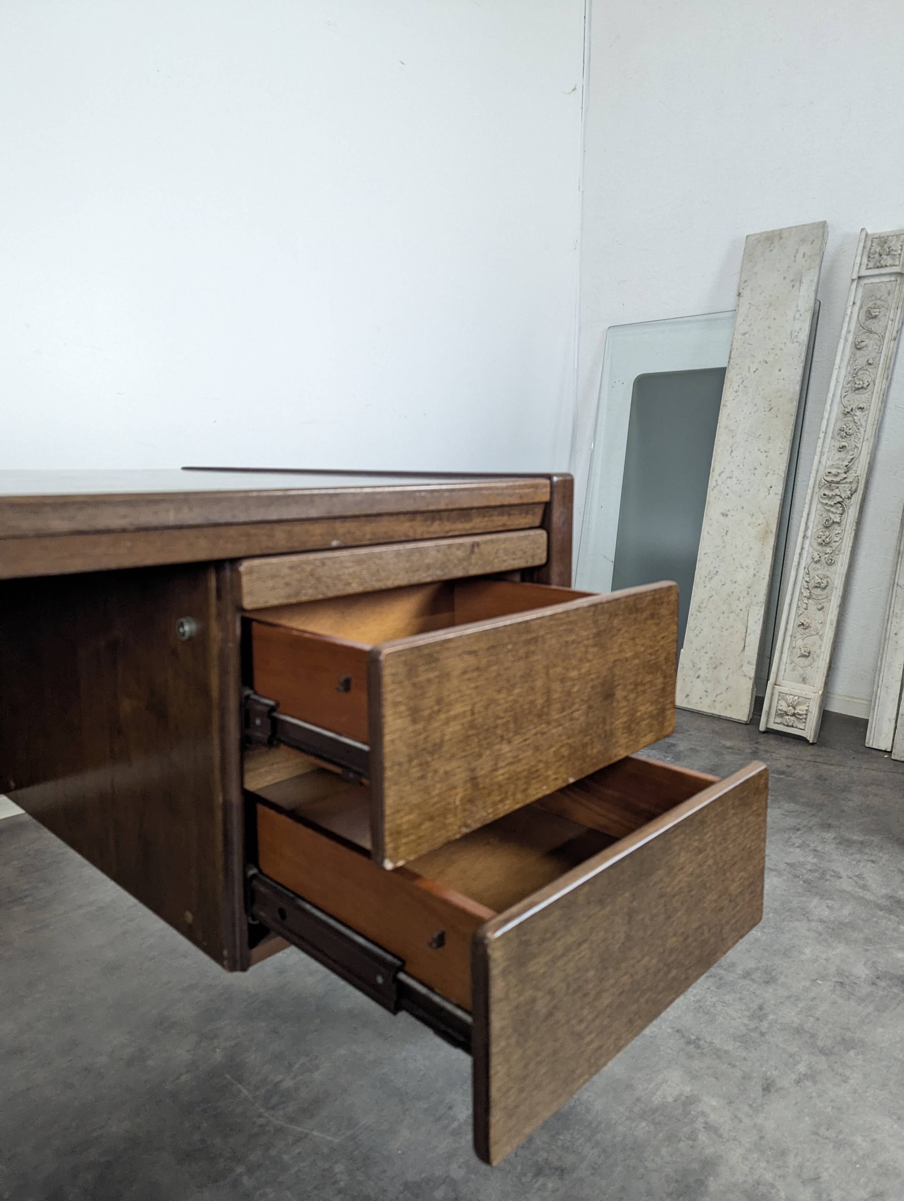 Large Scandinavian executive desk in solid walnut.