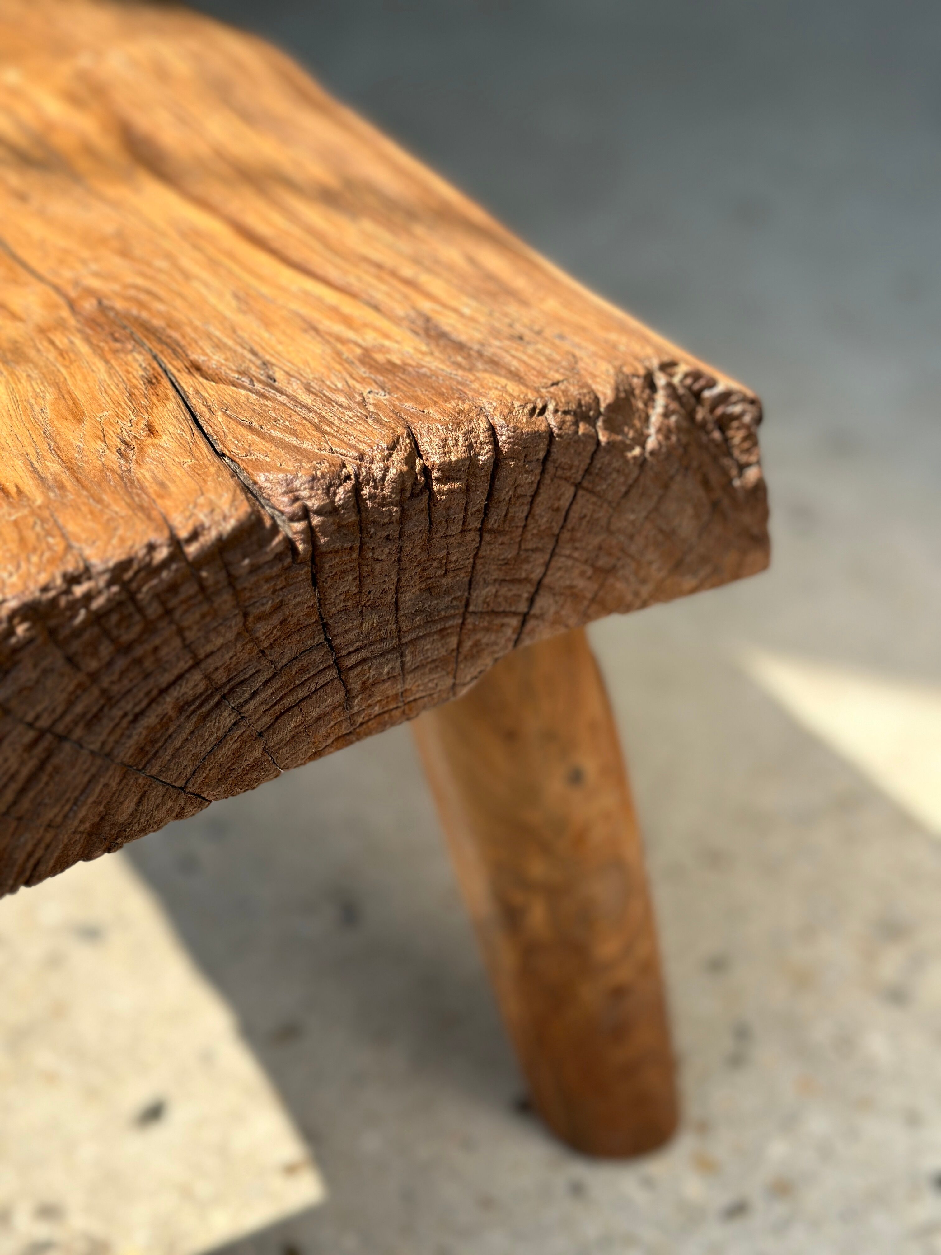 Small side table or stool in blond teak H:30 L43 l27