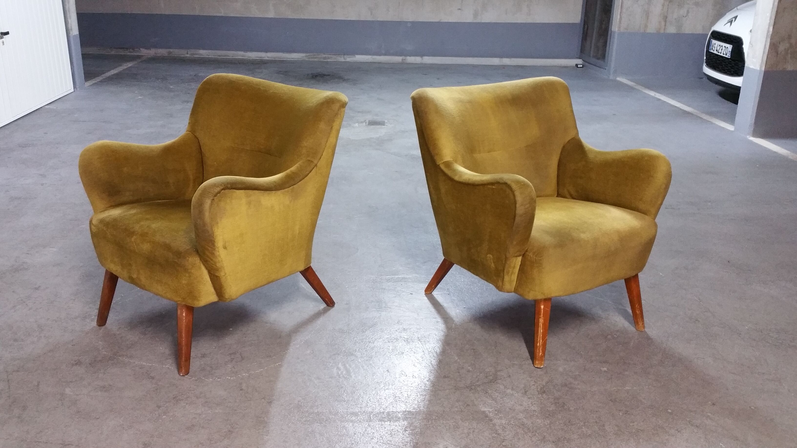 Pair of chairs 50s 60s Design original Italian gold