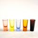 Set of 5 Art Deco 1920s shooter glasses in coloured and uranium glass - ouraline.
