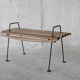 Stool with minimalist wood and metal slats