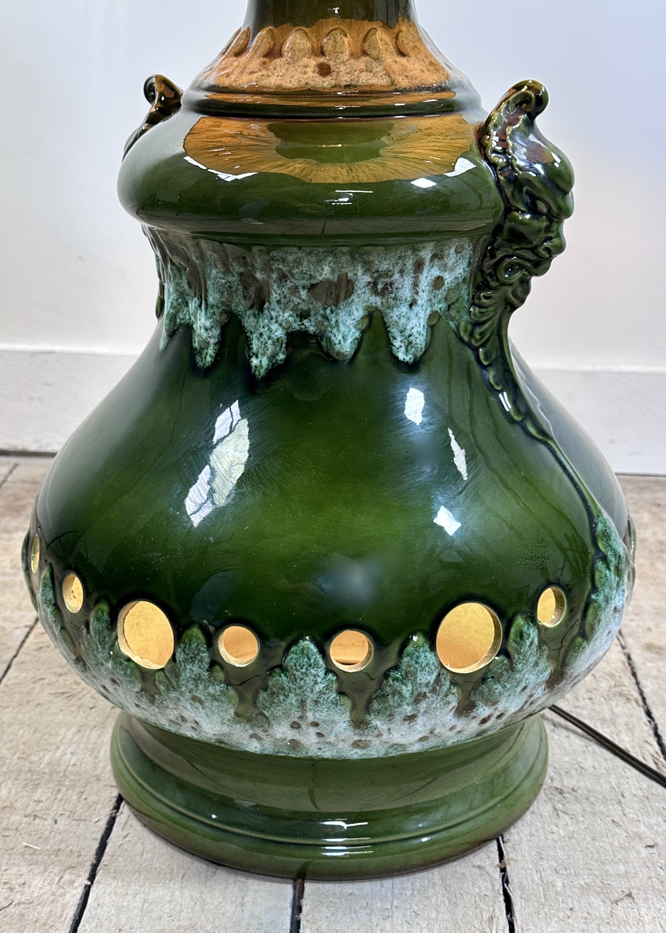 Vintage 1960s shaded green ceramic lamp