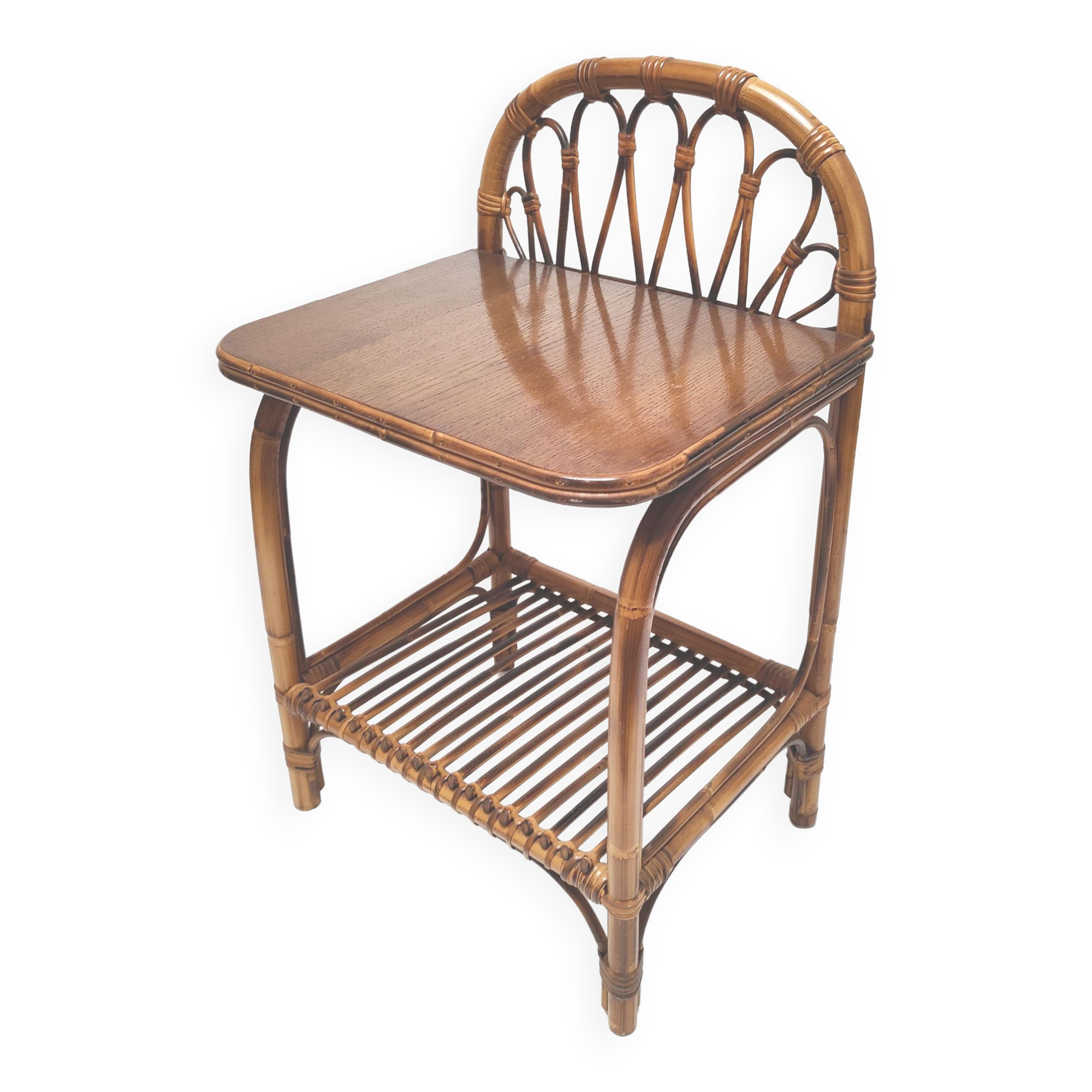 Vintage rattan bedside table 60s